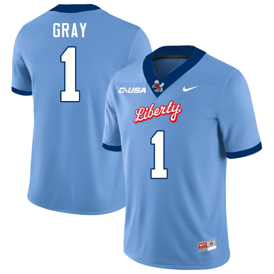 Liberty Flames #1 Julian Gray College Football Jerseys Stitched-Light Blue